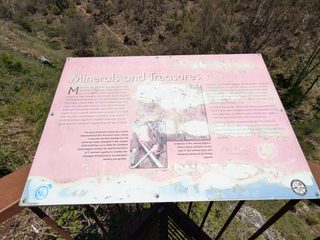 Information panel at the Cotter cave looking platform.